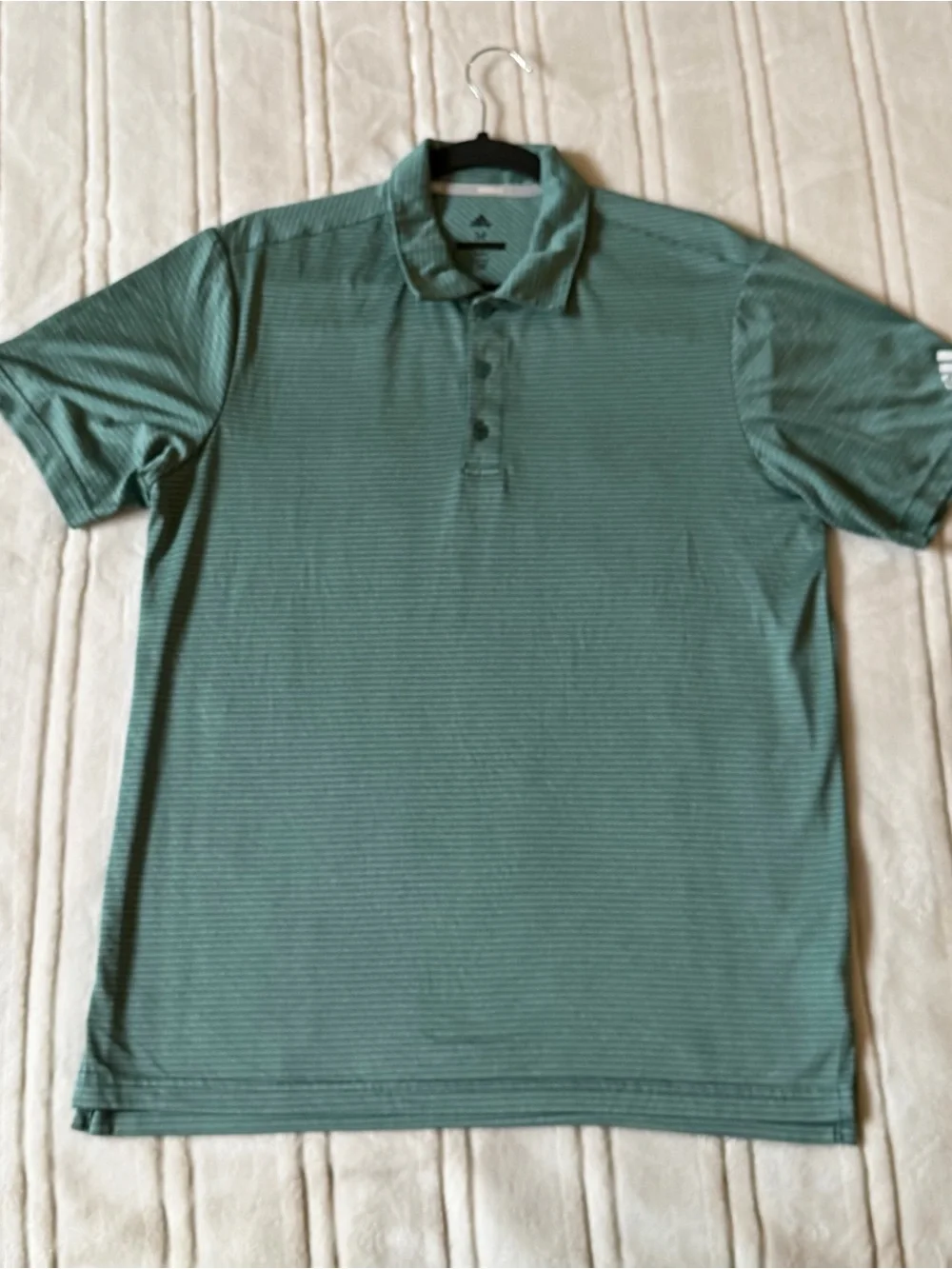 adidas Men’s Green Striped Performance Polo